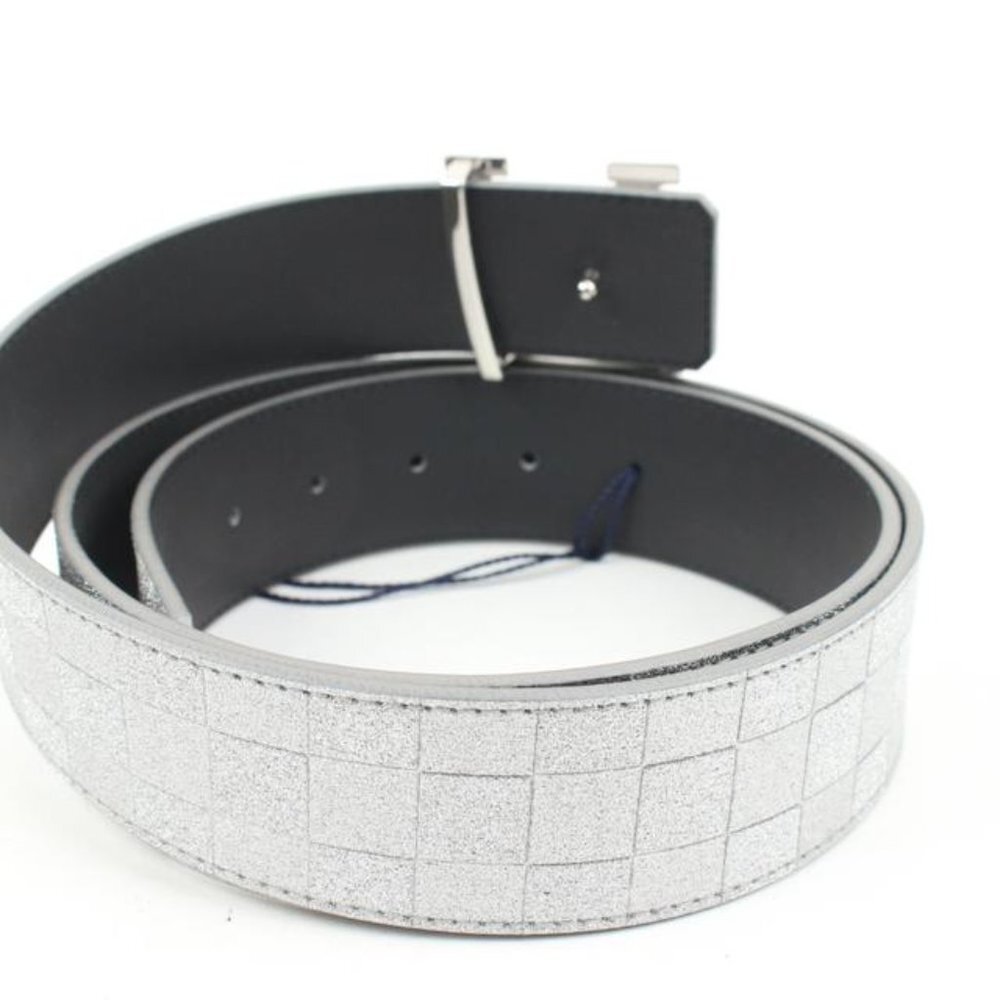 Louis Vuitton Glitter Silver Damier LV Pyramide 40mm Belt 37LV128S - Picture 8 of 12